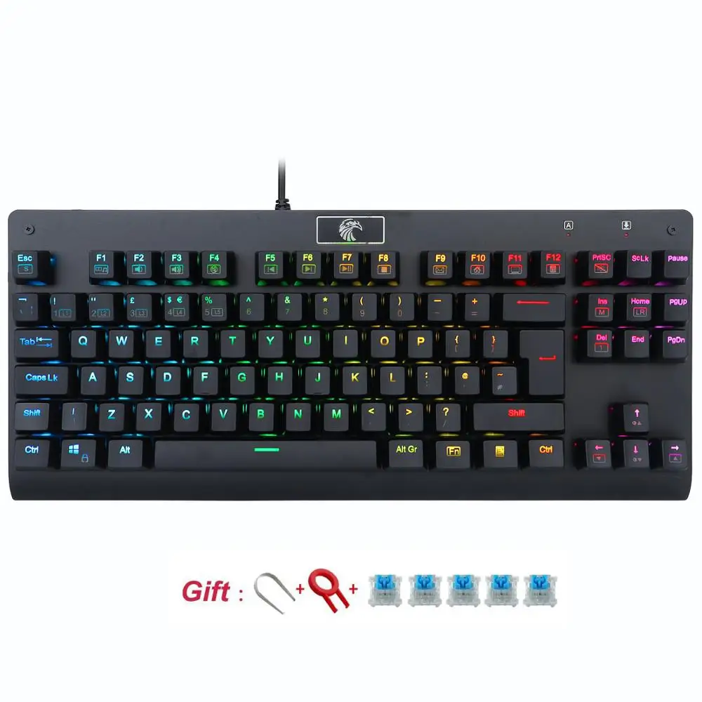 Механическая игровая клавиатура TKL с RGB подсветкой 88 клавиш|keyboard tkl|gamer keyboardmechanical