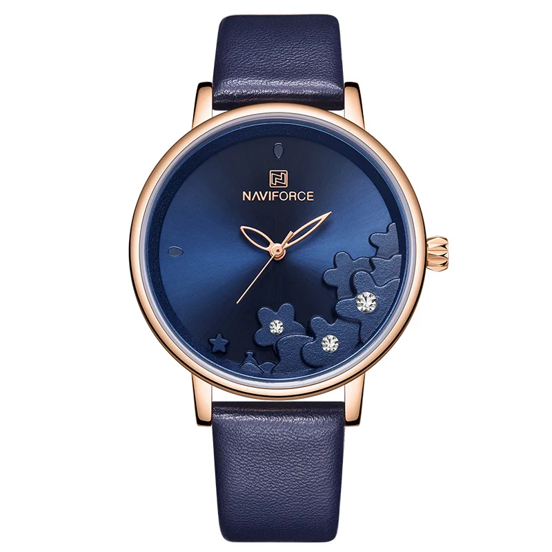 Blue NAVIFORCE женские часы модные кварцевые синие женские наручные часы женские повседневные очаровательные часы для девочек Relogios Feminino Reloj Mujer - Цвет: Blue