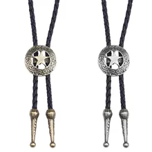 Vintage Star Bolo Tie for Men Necklace Metal Leather Rope Mens Shirt Collar Bowtie Neck Ties Cowboy Jewelry Accessories Gifts