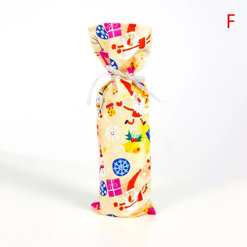 1pc Christmas wine bottle Cover Bag With Ribbon String Holiday Dining Table Party Decor 7 color