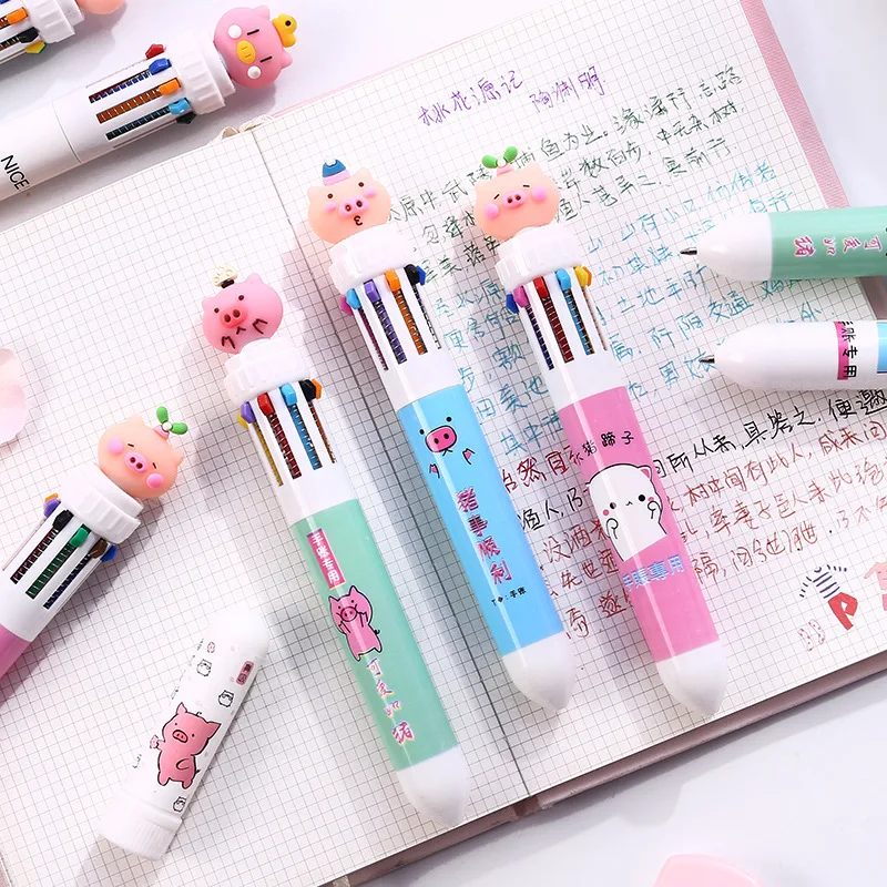 Милая поросенок 10 Цветов шариковая ручка красочная для рисования Kawaii розовая