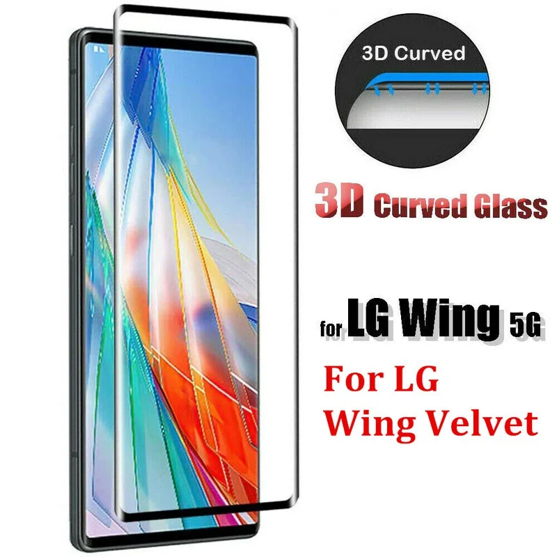 Vetro Temperato Per Lg Wing Lg Velvet Pellicola Salvaschermo Copertura Completa Pellicola Protettiva 3D Protezione Frontale Per Lg Wing Velvet 5G