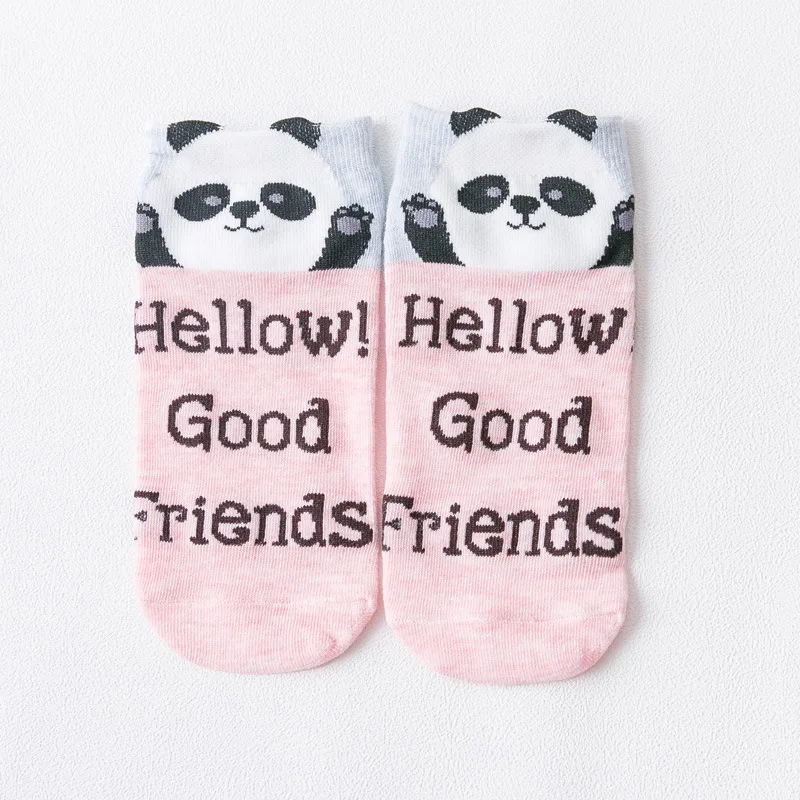 Hellow/хорошие друзья; женские носки-тапочки; Kawaii Calcetines Harajuku chaussette courte femme; носки до щиколотки с рисунками животных