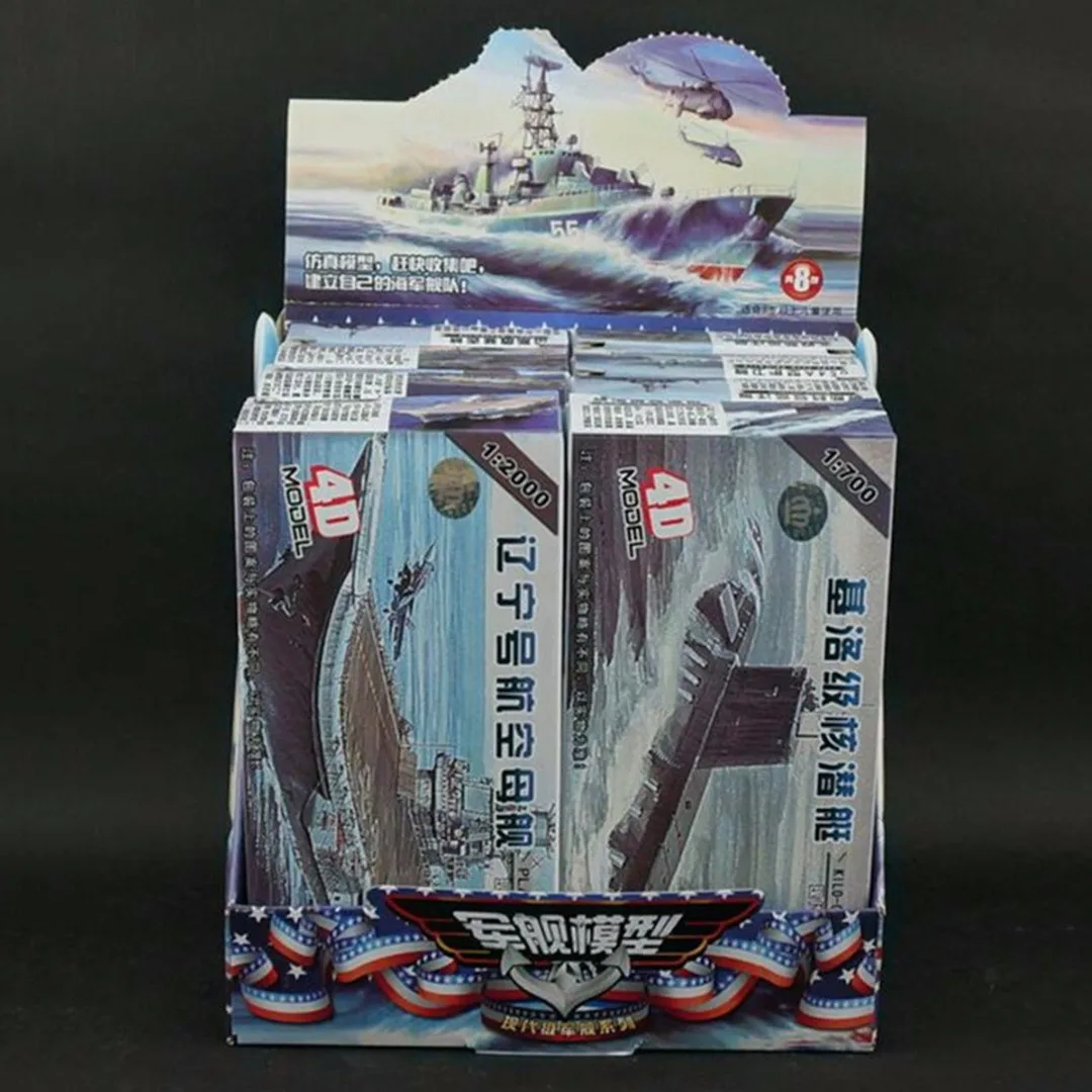 New 8Pcs 4D Assembled Battleship Aircraft Carrier Submarine Warship Model Kit 4