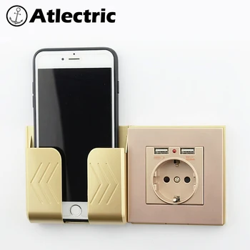

Atlectric Gold Wall Outlet Grounding 16A EU FR Standard Socket, Dual USB Interface, 2100mA for Mobile Devices PC Plastic Panel