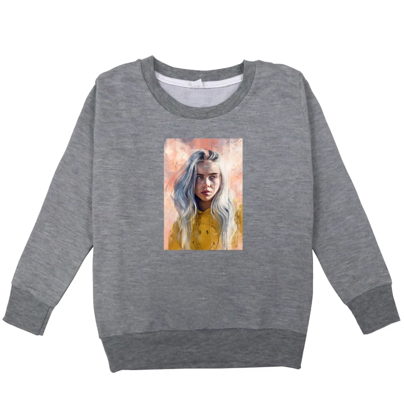 Новинка; Детские футболки Billie Eilish; осенняя одежда с капюшоном; Детские свитшоты; толстовки с длинными рукавами для маленьких девочек; толстовки с капюшоном для девочек
