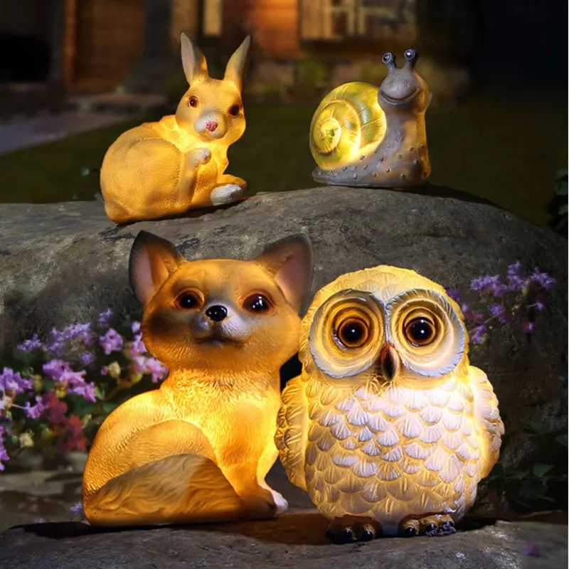 Solar Lights for Garden Decoration Cute Animal Light Rabbit Dogs Owl Snails Outdoor LED Solar Lamp Waterproof IP65 Solar Light