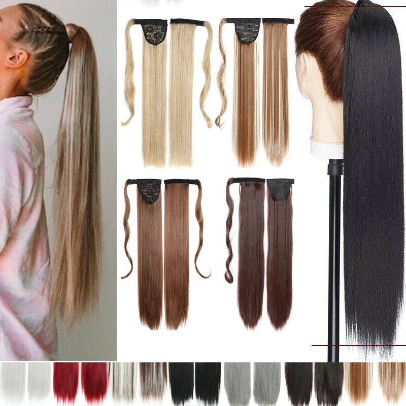 LISIHAIR прямые накладные волосы на заколках 24 "120 г конский хвост шиньон с заколками синтетические волосы конский хвост наращивание волос|Синтетические хвостики| | АлиЭкспресс