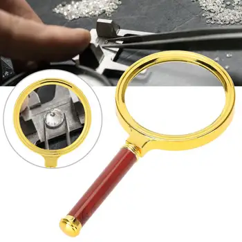 

10X Portable Magnifier Handheld Loupe with Detachable Wooden Handle for Reading Jewelry Checking Tool Reading Jewelry Magnifier