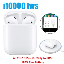 I10000 tws Bluetooth наушники Aire2 1:1 Smart Touch 6D Bass всплывающие беспроводные наушники для зарядки pk W1 i500 i2000 i5000 i9000 tws