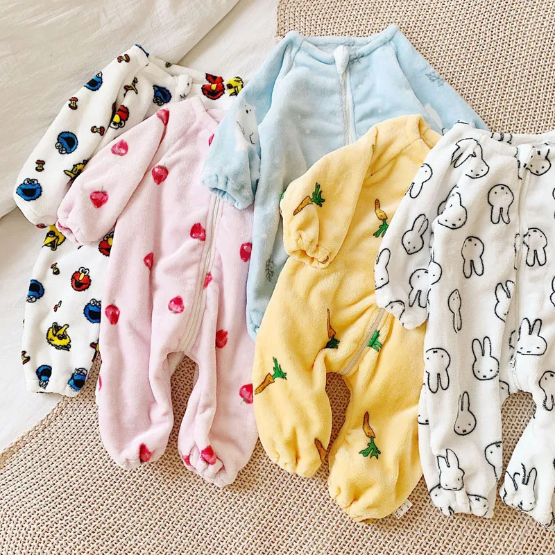 Onesie/Детские пижамы для маленьких мальчиков и девочек зимние детские фланелевые пижамы с животными домашний костюм мультфильм спальный мешок 65 до 105 см