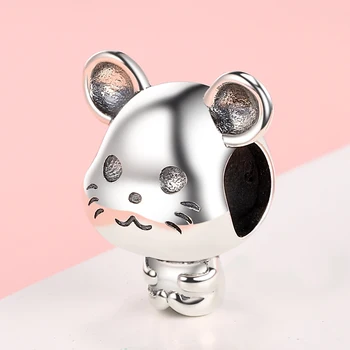 

925 sterling silver pet mouse charm beads suitable for Pandora bracelet women's fine jewelry 2020 hot selling gifts