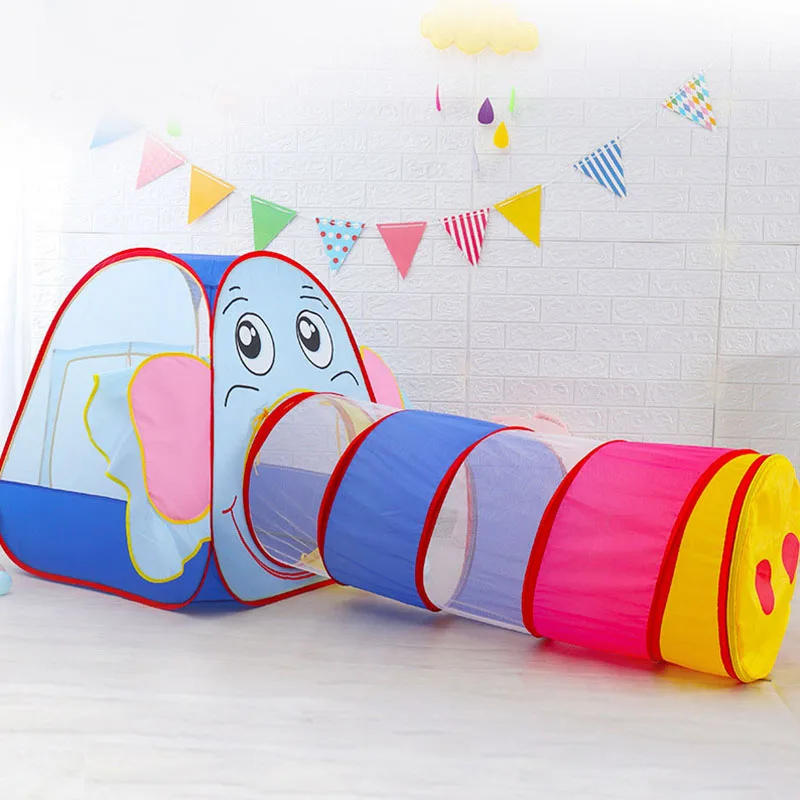 Children-Cartoon-Elephant-Ocean-Ball-Wave-Pool-Baby-Play-House-Sunlight-Tunnel-Toys-Foldable-Tent-For