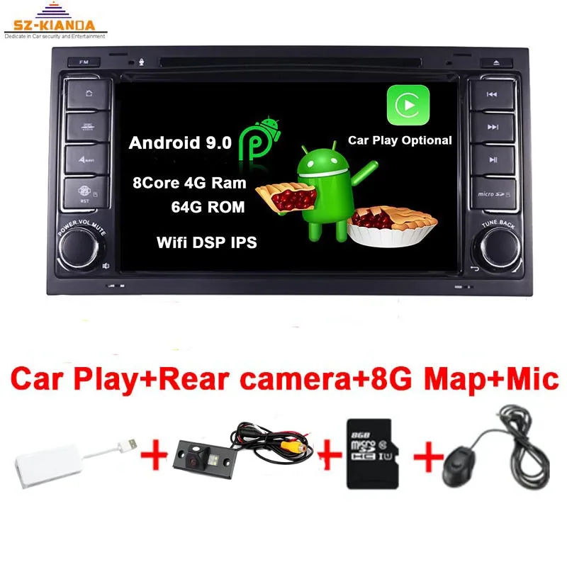 Car Play 8 Core " HD ips сенсорный экран Android 9,0 автомобильный dvd-плеер для Volkswagen VW Touareg T5 Transporter Multivan 2004-2011 радио аудио стерео - Цвет: Car Play 8 Core