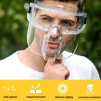 

Protective Mask Transparent Protective Goggles Safety Goggles Anti-Splash Face Shield Clear Clear Work Safety Glasses Separable