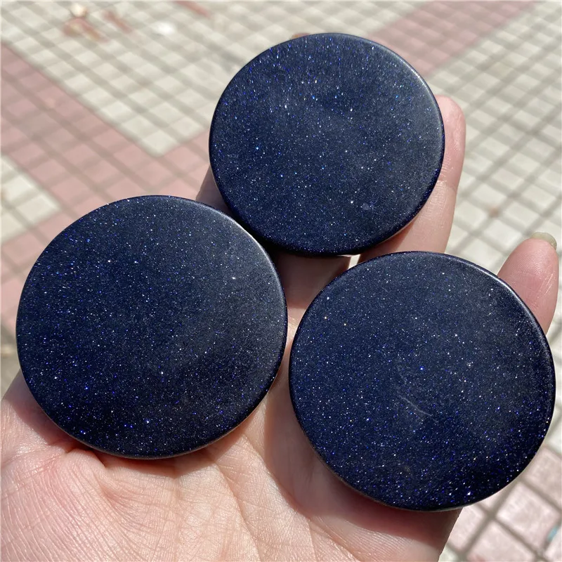 Natural  Blue Sandstone Round Shape Crystal Quartz For Home Decoration DIY Gift Reiki 1PCS 5