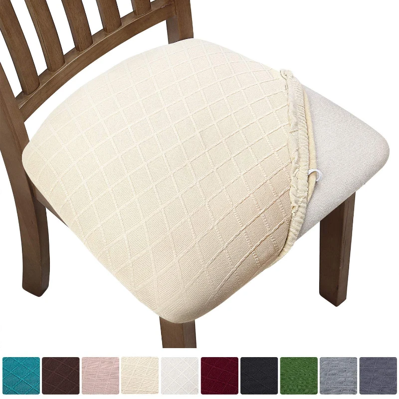 

Spandex Jacquard Dining Room Chair Seat Covers,Removable Washable Elastic Cushion Covers for Upholstered Dining Chair
