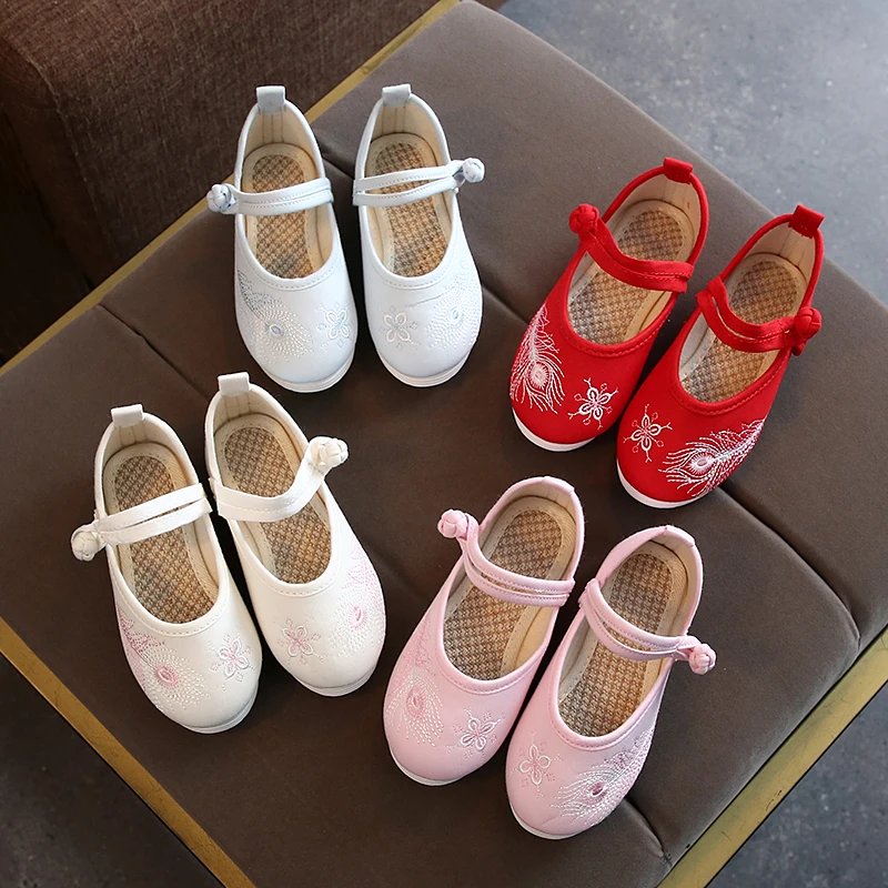 Spring Autumn Children Casual Canvas Shoes Baby Girls Set of Feet Sneakers Breathable Cotton Fabric Inside ST034