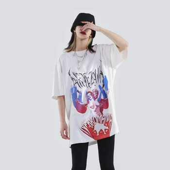

2020 Fashion Trendy Clothing New Satanic Nude Angel Oversized Women T Shirt Graphic Tees Goth Tshirt Punk Streetwear Summer Top