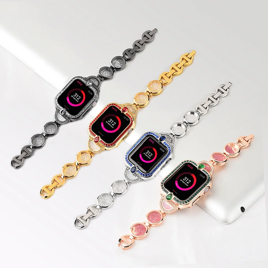 Quicksand Jewelry Metal Strap For Apple Watch Band 44mm 42mm 40mm 38mm