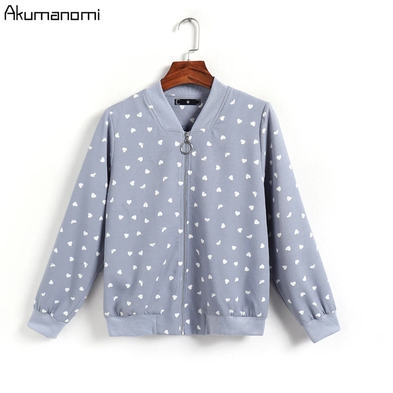 discount  Women Jacket Plus Size Fashion Ladies Retro Heart Zipper Up Bomber Jacket Casual Coat Autumn Spring