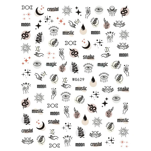 10PCS Brand Snake Sun Eagle Nail Art Sticker Color Eye of the World Nail Art Decoration Repair Decal Slider WG629