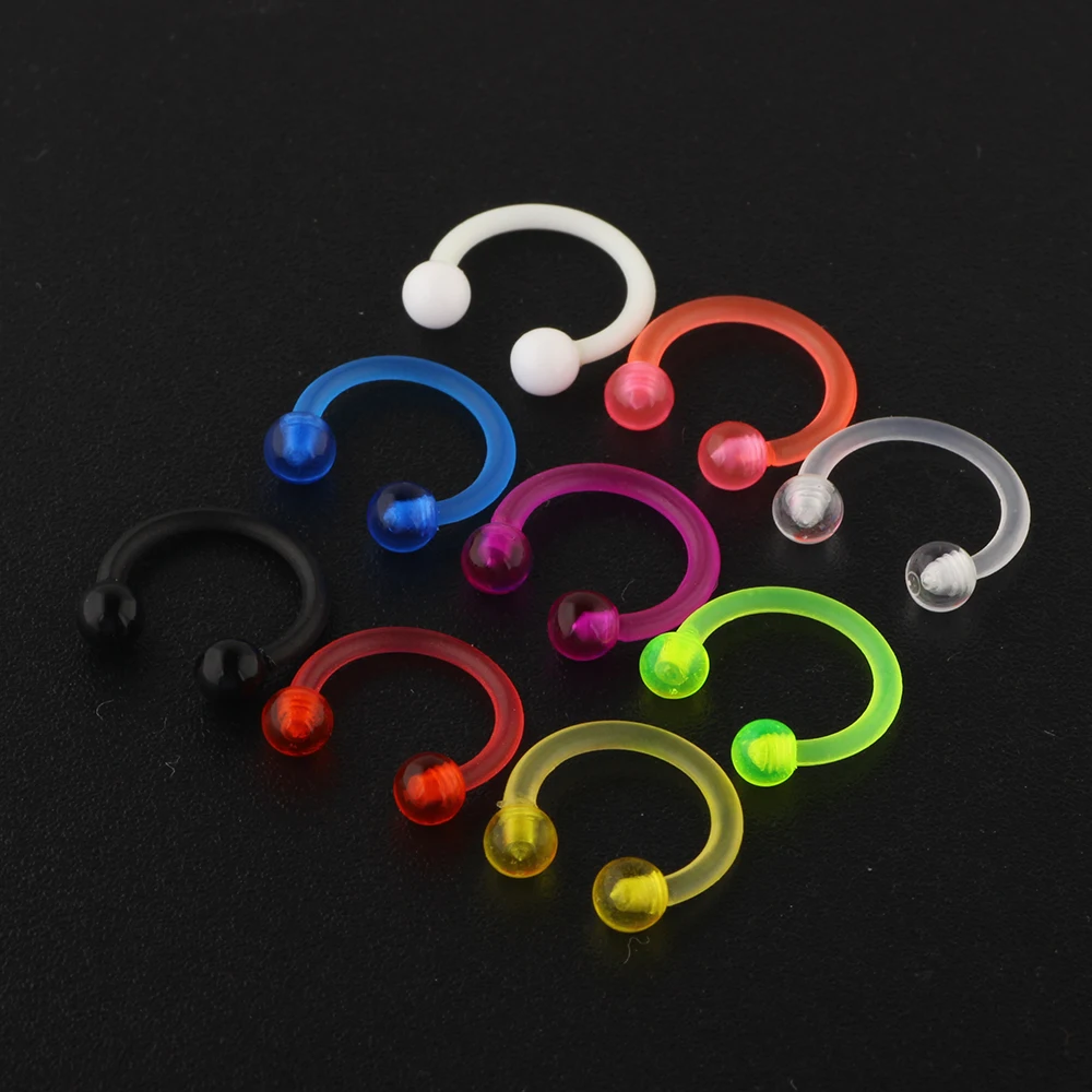 Nose Rings Piercing Jewelry Nose Studs Body Piercing Earrings Ear Piercing Jewelry Ear Studs Hoop Earrings Body Piercing Jewelry Body Jewelry JUNLOWPY Flexible 16 Gauge 5/16 inch Circular Barbell Nose Hoop Rings Earrings Piercing Lip Septum Stud 3mm Acrylic Ball 1/9pcs