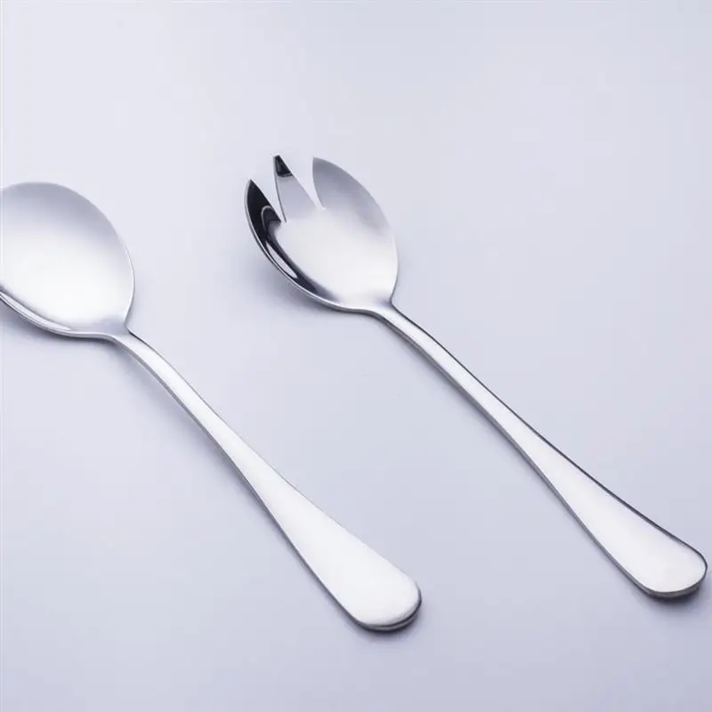 2PCS Heavy Duty Stainless Steel Dinnerware and Serving Spoons Kitchen Set for Party Home Restaurant