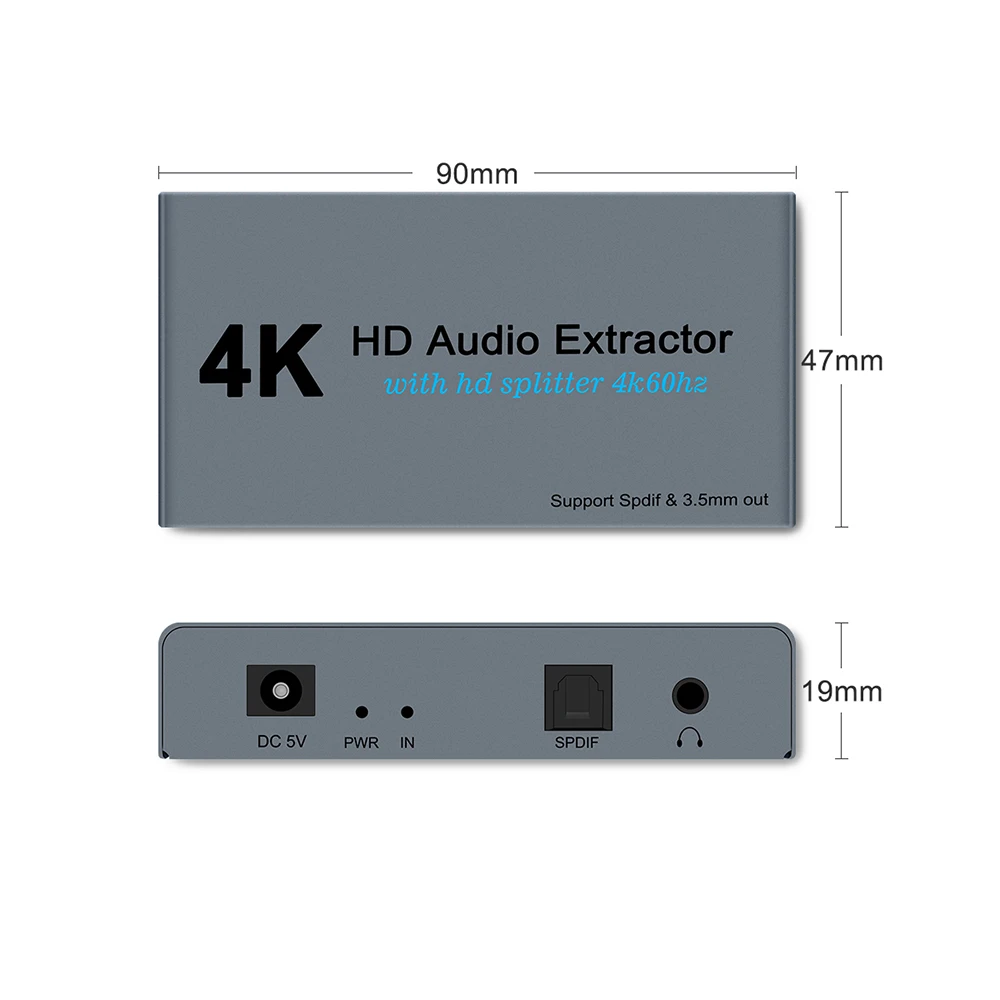 out, 4K 60Hz, HDMI para Spdif Óptico,