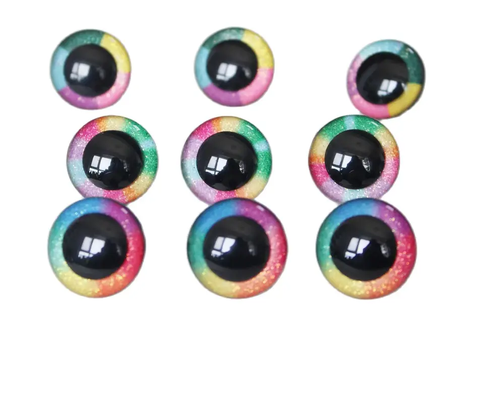 10pairs BLING EYEYS 18mm 20mm 30mm 40mm 50mm 60mm round clear toy safety  glitter eyes with glitter fabric with hard washer C11