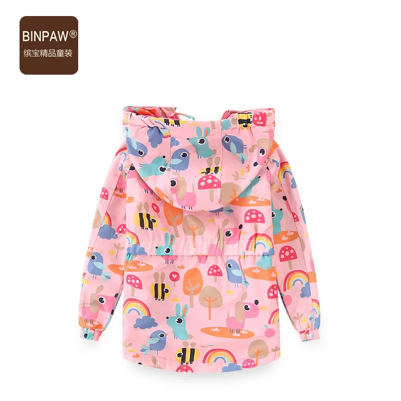 New Style Autumn Clothing Girls Long Sleeve Trench Coat BINPAW Korean-style Big Boy plus Velvet Full Printed Color Trench C
