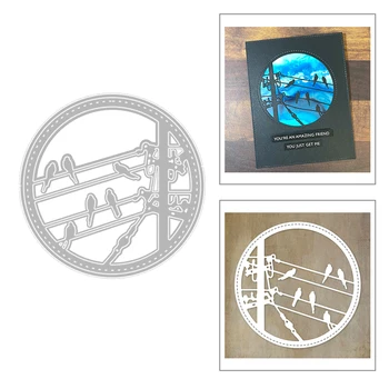 

2020 New Hot Building Pillar Telephone Pole Branch Little Birds Circle Frame Metal Cutting Dies Foil and Scrapbooking For Making