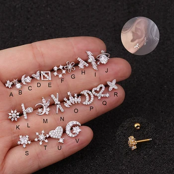 

1PCS Stainless Steel Crystal Flower Ear Helix Cartilage Body Piercing Earrings Studs