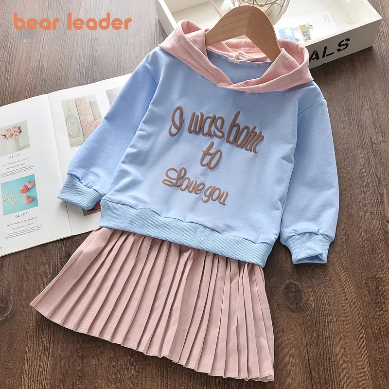 Kids Dress Spring Bear Leader Baby-Girls Striped Vestido A-Line Ruffles Full-Sleeve Casual