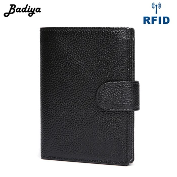 

RFID Men Wallet Retro Genuine Leather Multi Slots ID Card Holder Thin Slim Clutch Bag Casual Fashion Male Short Hasp Coin Purse