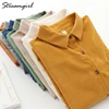 Streamgirl-camisa de pana Vintage para mujer, camisa básica holgada con botones de pana, amarilla, primavera y otoño ► Foto 2/6