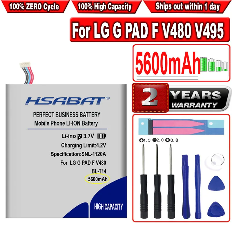 Аккумулятор HSABAT 5600 мАч BL-T14 для LG G PAD F V480 V495 V496 V490 GPAD Li-Ion Pad | Мобильные телефоны и