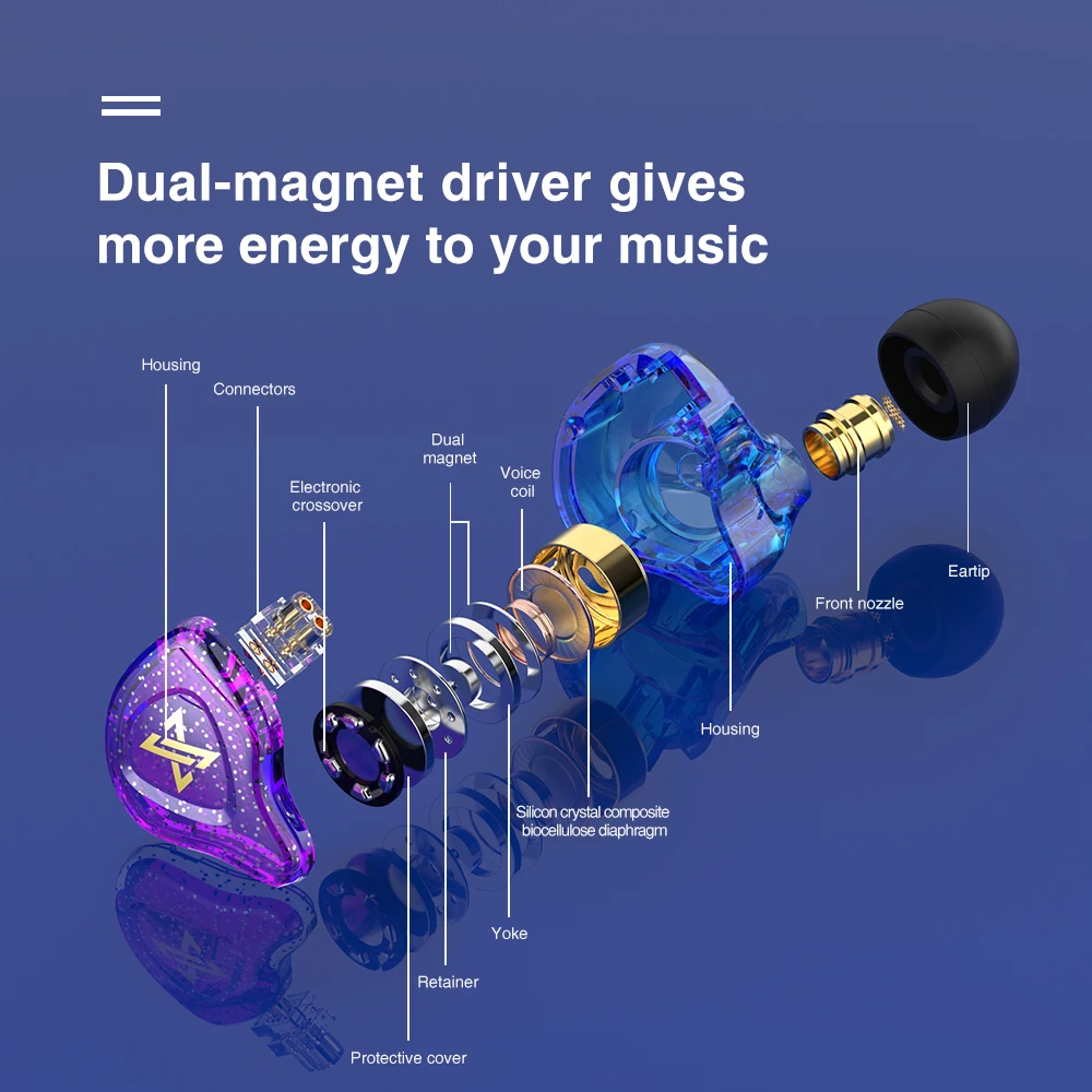 QKZ AK6 MAX Earphones Professional-grade In-Ear Monitor Dual-magnet Driver HIFI Bass Noise Cancelling Earbuds Headset