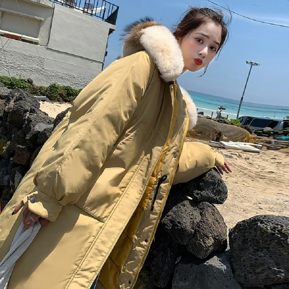 yellow Abrigos mujer invierno корейская версия большого мехового воротника свободное студенческое хлопковое пальто модная куртка зимняя куртка женская - Цвет: yellow