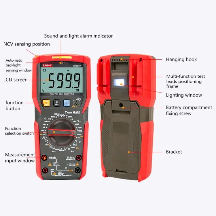 TRMS цифровой мультиметр тестер UNI-T UT89XD ac dc Вольтметр Амперметр Емкость Сопротивление частоты тестер с светодиодный тестирование