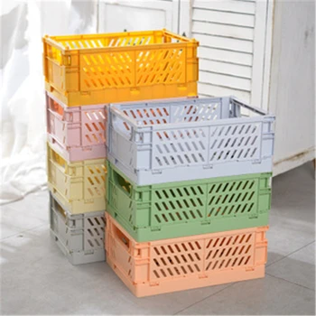 

Collapsible Food Storage Box Crate Plastic Container Durable Transportable Foldable Basket Fruit Vegetable Basket With Handles