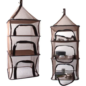 

Foldable Storage Basket Outdoor Multi-Function Four-Layer Drying Net Tableware Fruit Vegetable Hanging Cage Drying Fish Rack