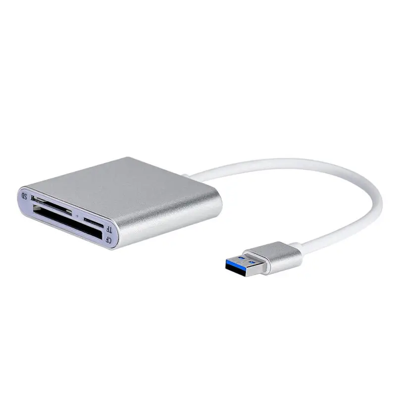 Белый USB кард-ридер 3 в 1 компактный быстрый скорость передачи данных USB 3,0 TF/SDHC/CF карта памяти адаптер прочный - Цвет: Белый