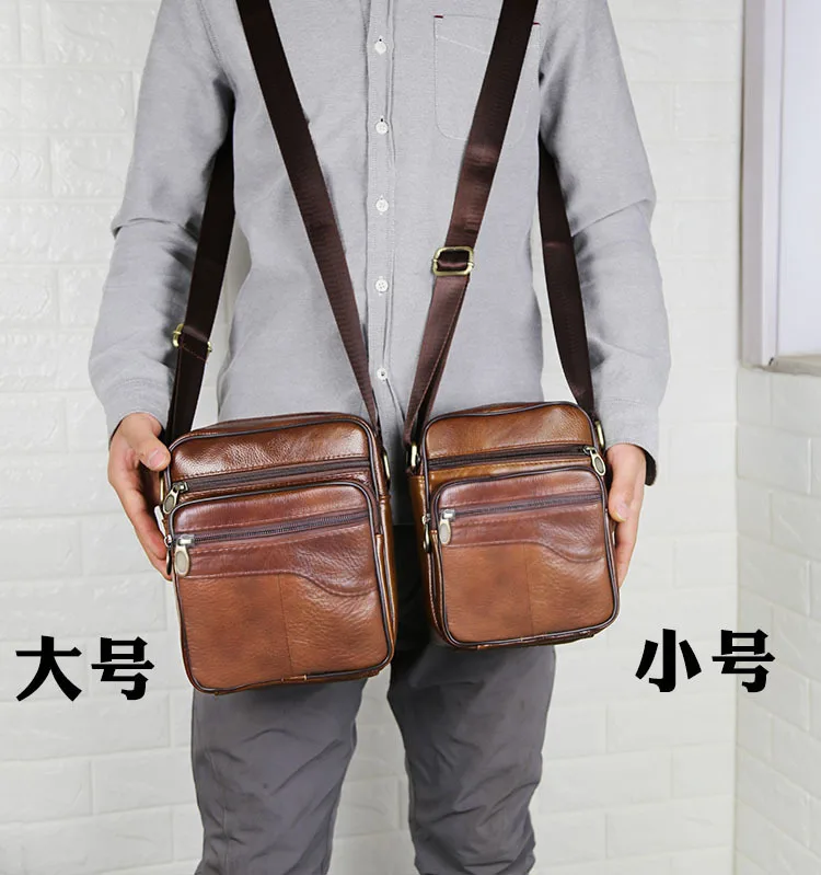Genuine Cowhide Leather Shoulder Bag Small Messenger Bags Men Travel Crossbody Bag Handbags New Fashion Men Bag Flap