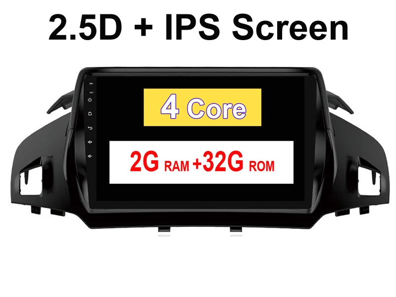 9 дюймов 2.5D ips Android 10,0 автомобильный проигрыватель с радио и GPS для ford kuga 2013- Автомобильная магнитола стерео головное устройство навигация Бесплатный внешний микрофон - Цвет: 4 CORE 2G 32G  IPS
