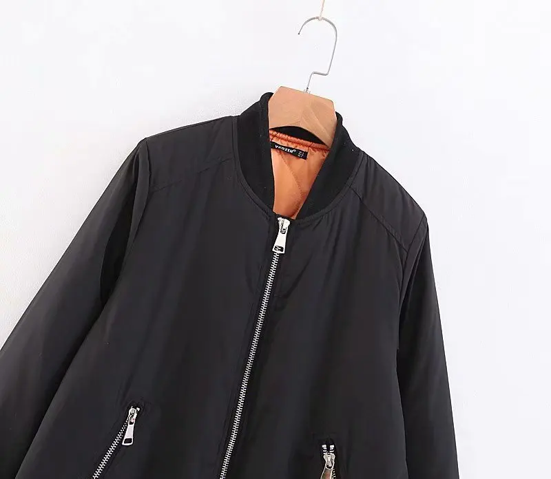 

Western Style 2018 Autumn And Winter New Style Loose-Fit Mid-length Pilots Cotton-padded Clothes Women's Long Sleeve Zipper Cott