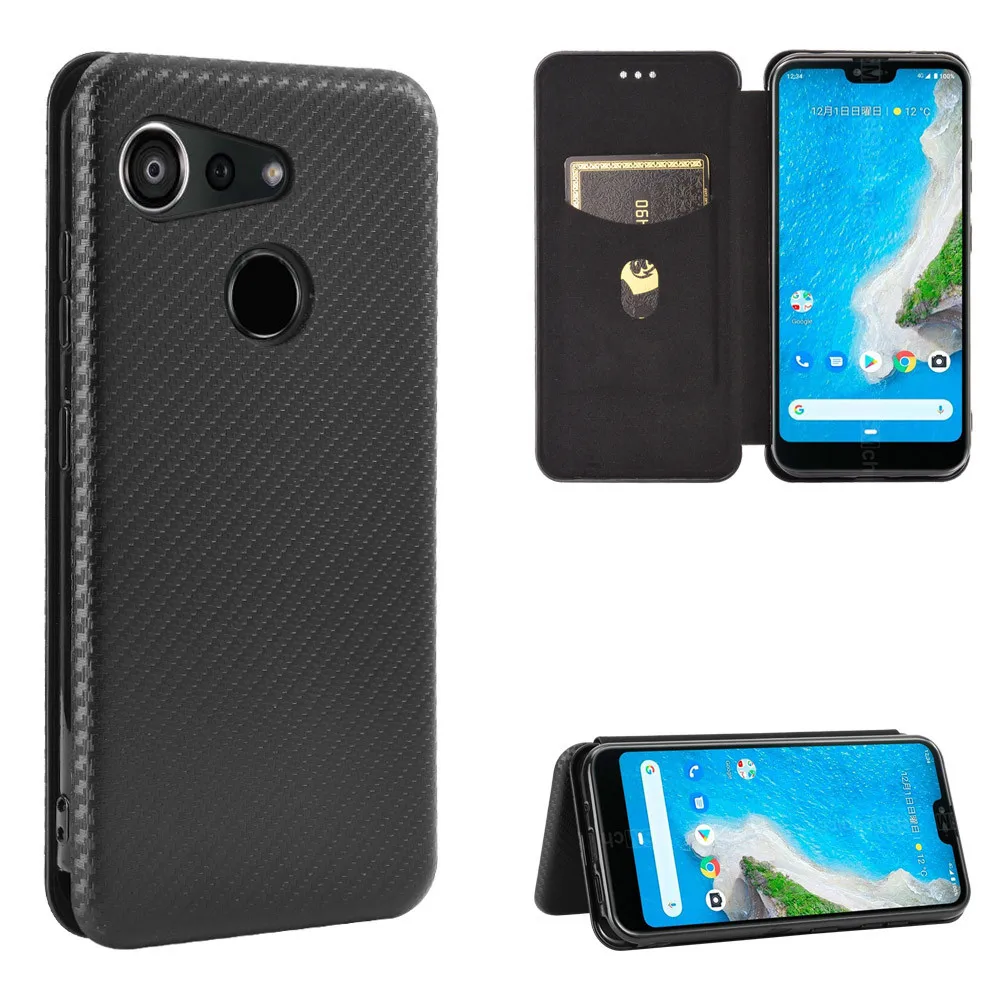Чехол для Kyocera Android One S6 роскошный флип-чехол из углеродного волокна с магнитной