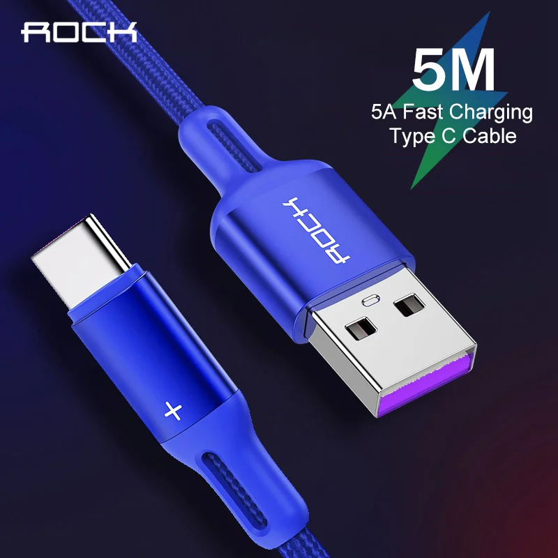 Rock 5A usb type C кабель для Xiaomi Redmi Note 8 Pro Быстрая зарядка дата Шнур зарядное устройство для samsung huawei Oneplus 7 Pro Кабель