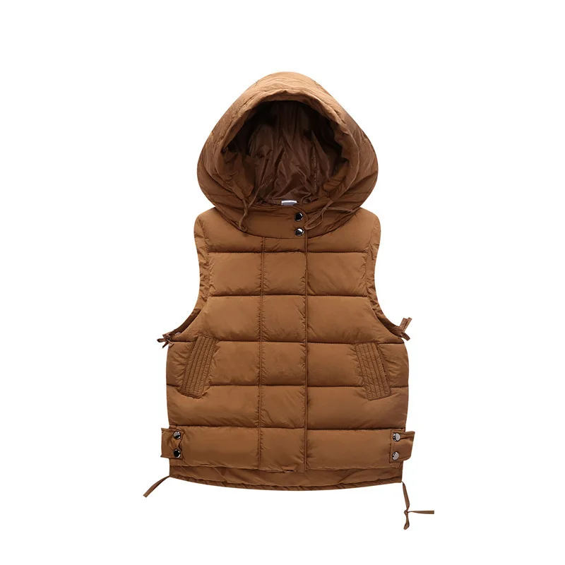 Детская одежда, жилет, верхняя одежда зимние пальто с капюшоном для мальчиков и девочек детская одежда теплая толстовка, хлопковый детский дамский жилет 110-170 - Цвет: Хаки