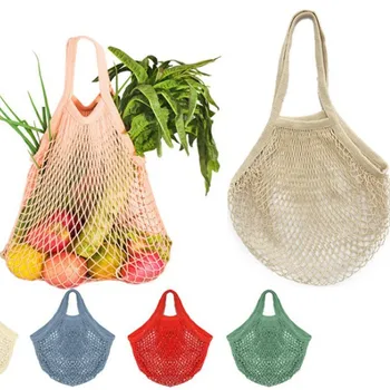 

New Large Mesh Shopping Bag Reusable String Fruit Storage Handbag Tote Cotton woven net bag net pocket tote bags